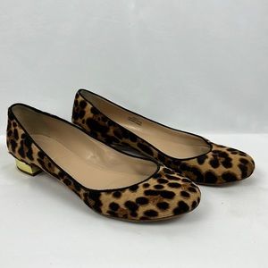 J. Crew Janey leopard calf hair flat size 8
